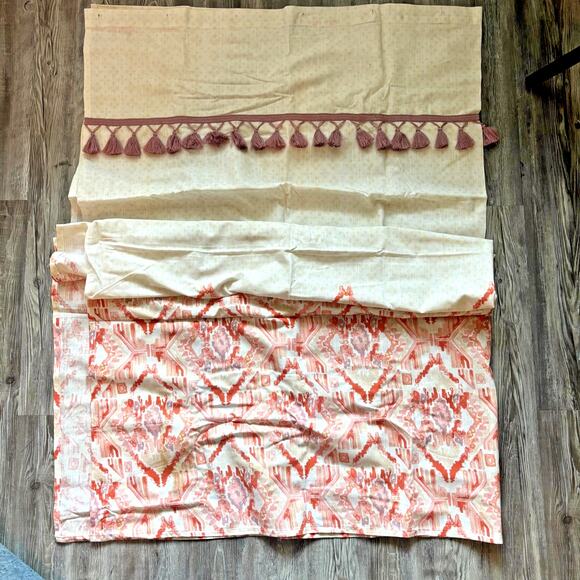 Target Ikat Cream Tassel Boho Fabric Shower Curtain – Coral & Beige – 72×72 – Ne - Picture 1 of 4